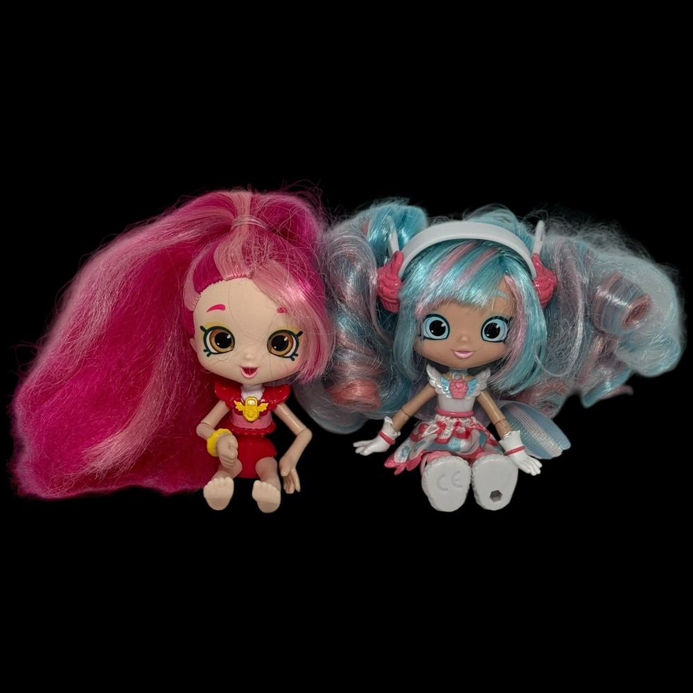 Shopkins Shoppies Doll Pink Hair Blue Hair Lot of 2